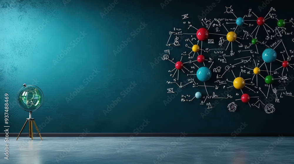 Poster chalkboard filled with algebraic expressions and their simplifications
