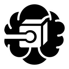 artificial intelligence, ai, blockchain, block chain, brain, technology solid or glyph icon