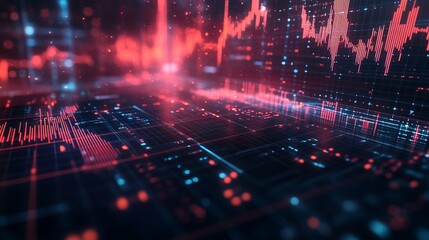 Obraz premium Futuristic stock market or forex trading graph, ideal for financial investments or economic trends. This abstract finance background showcases modern design and innovative concepts