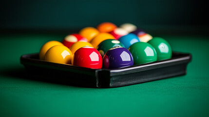 billiard balls on a green table
