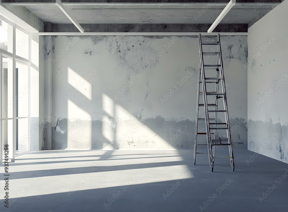 Poster Empty Room with Ladder and Sunbeams