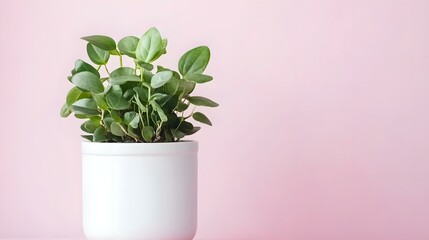 Green Plant in White Pot on Pink Background