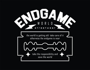 endgame slogan vector illustration with quotes for t shirt design, urban streetwear design for hoodie poster and more, suitable for print product