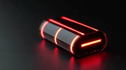 **Neon battery power indicator: powerfully charged.**

**Red neon line battery charge level indicator isolated on black background.** ID_f531d6eb-1b7c-40d1-872e-ad245ca57028