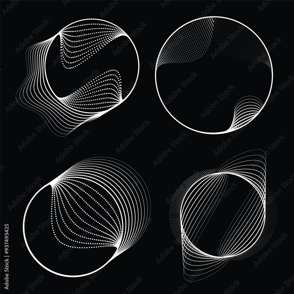 Poster abstract oval lines background with geometric circles . vector rotating ellipse line design . poster