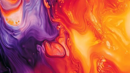 A dynamic abstract background showcasing a blend of vivid colors mimicking fluid art in orange,...