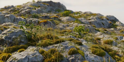 Fototapeta premium Close Up of Moss Growing on Rocks