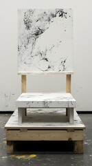 Abstract Art Installation with White and Black Swirls