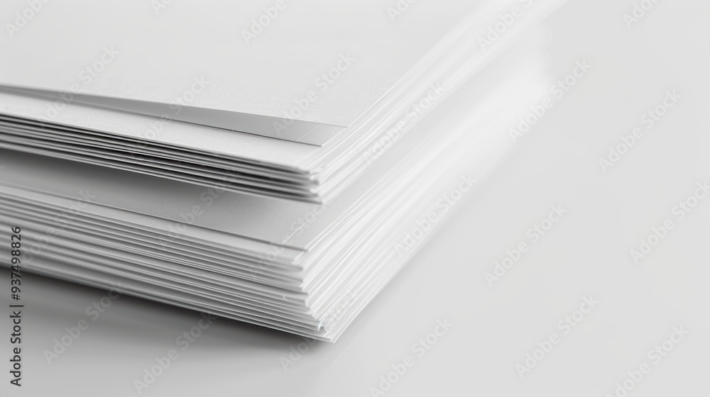 Poster stack of blank white paper sheets forming abstract background