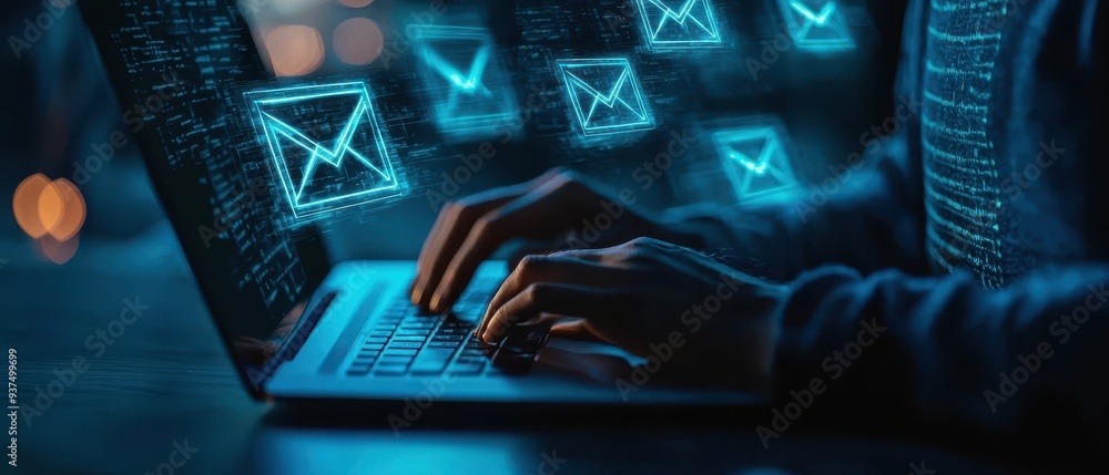 Poster cybersecurity threats and email vulnerabilities in digital age