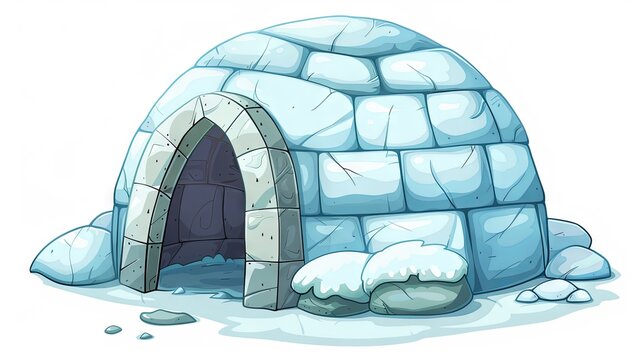 A cartoon igloo set against a white background