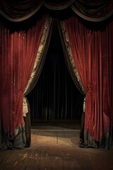 Red Velvet Curtains Stage Performance Theater
