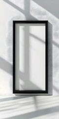 Black Frame on White Wall with Shadows