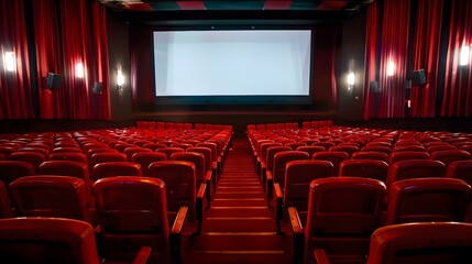 Fototapeta premium Empty Movie Theater Seats and Screen