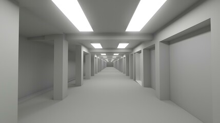 White Corridor With Bright Lights