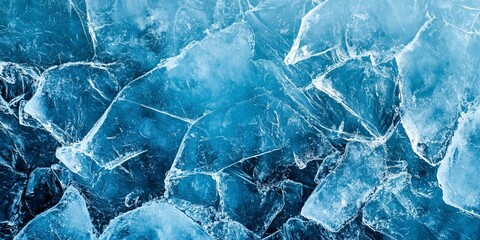 Abstract natural ice texture. Freezy ice surface. Blue backdrop with cracks and scratches on frozen water. Banner. Generative ai