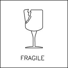 Vector illustration sketch silhouette design detail icon logo symbol for package delivery warning