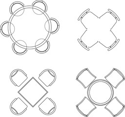 Vector illustration sketch silhouette design detail of dining room table and chair furniture for family