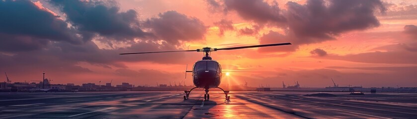 Helicopter landing pad at the airport facilitates vertical flight operations with precision.