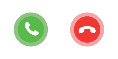 Answer and decline phone call buttons. Phone call. Telephone sign. Accept call and decline phone icons. Vector illustration icon.