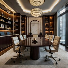 Luxury business meeting and working room in executive and office space interior