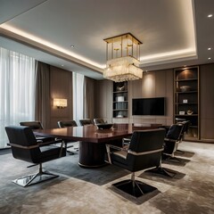 Luxury business meeting and working room in executive and office space interior