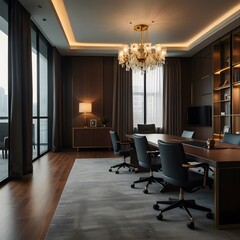 Luxury business meeting and working room in executive and office space interior