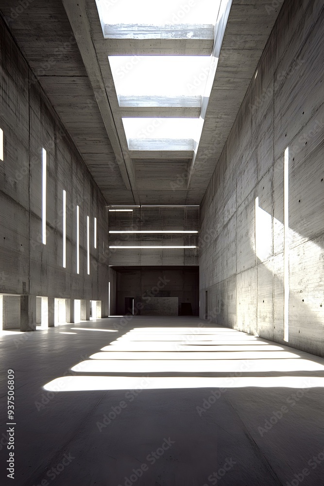 Poster sunlight shining through windows in a concrete building