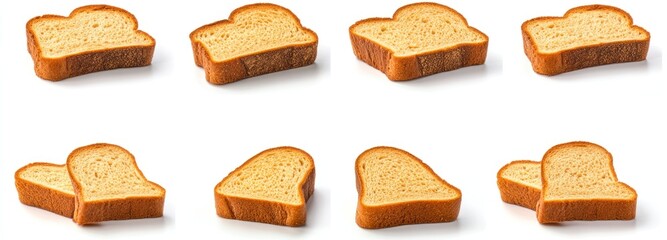 Eight Slices of Toasted Bread on White Background