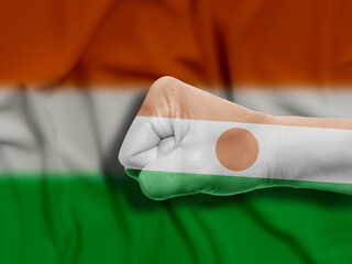 Fist of Niger Flag Painted, Flag Painted On Hand, Multi Purpose concept Isolated on Niger Background