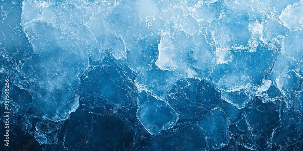 Aufkleber abstract natural ice texture. freezy ice surface. blue backdrop with cracks and scratches on frozen 