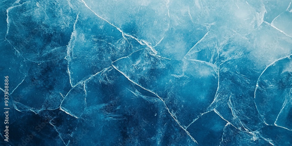Aufkleber abstract natural ice texture. freezy ice surface. blue backdrop with cracks and scratches on frozen 
