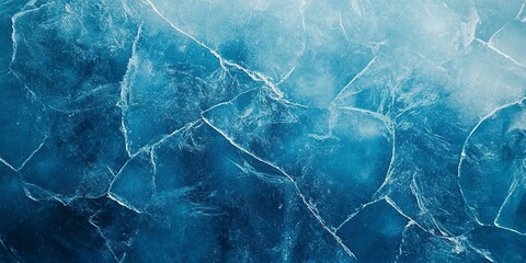 Abstract natural ice texture. Freezy ice surface. Blue backdrop with cracks and scratches on frozen water. Generative ai