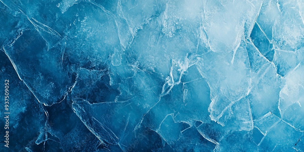 Aufkleber abstract natural ice texture. freezy ice surface. blue backdrop with cracks and scratches on frozen 