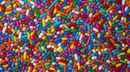 Colorful candy sprinkles in various shapes.