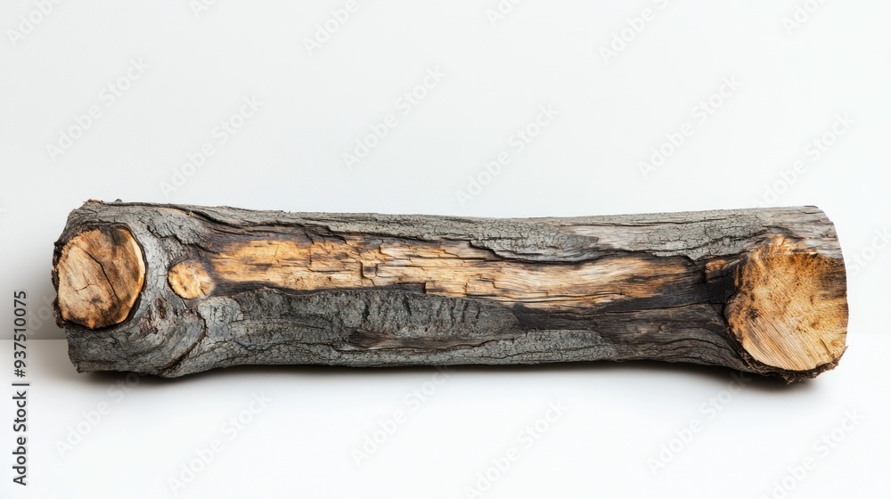 Aufkleber weathered log with exposed wood grain on a white background