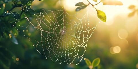 Spider web dewdrop morning nature