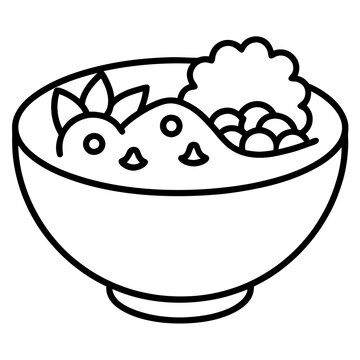 recommend clip art: illustration of a bowl with food line art