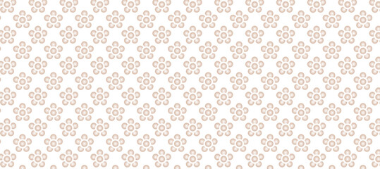 Seamless pattern with brown flowers in the white background