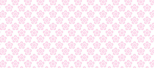 Seamless pattern with pink flowers in the white background