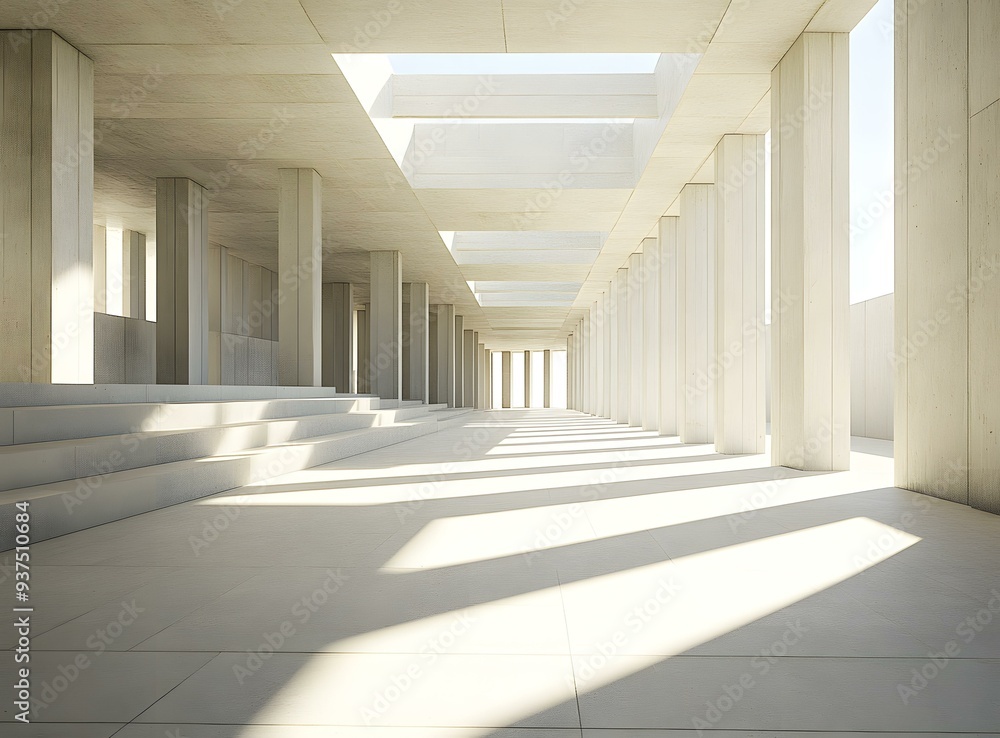 Poster modern minimalist architecture columns and steps design