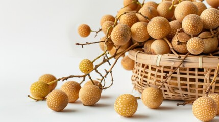 A burst of longan fruits, their plump, juicy bodies bursting forth from a basket