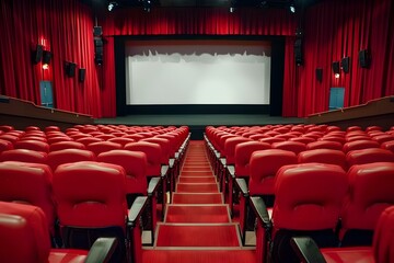 Fototapeta premium Empty Red Seats in an Old Movie Theater