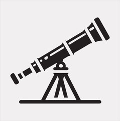 Telescope icon Vector silhouette illustration icon on a white background