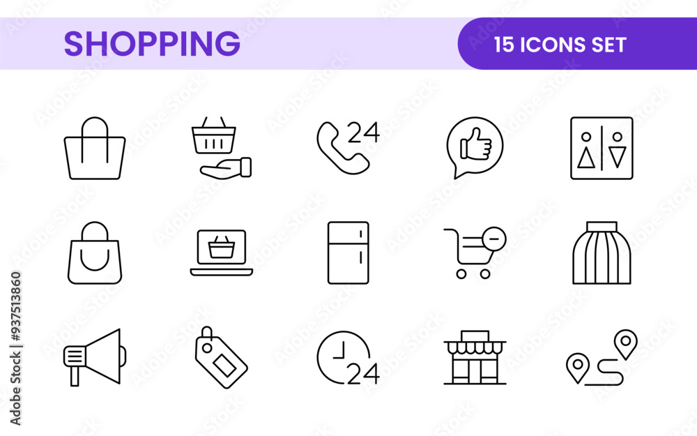 Poster set of shopping cart icons. collection of web icons for online store, from various cart icons in var