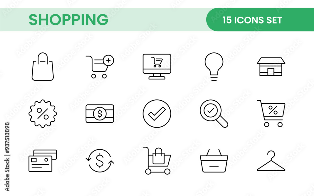 Poster set of shopping cart icons. collection of web icons for online store, from various cart icons in var