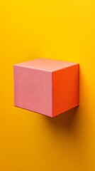 Fototapeta premium Pink and Orange Box on Yellow Background