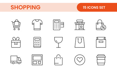 Set of shopping cart icons. Collection of web icons for online store, from various cart icons in various shapes. Shopping outline icon set.