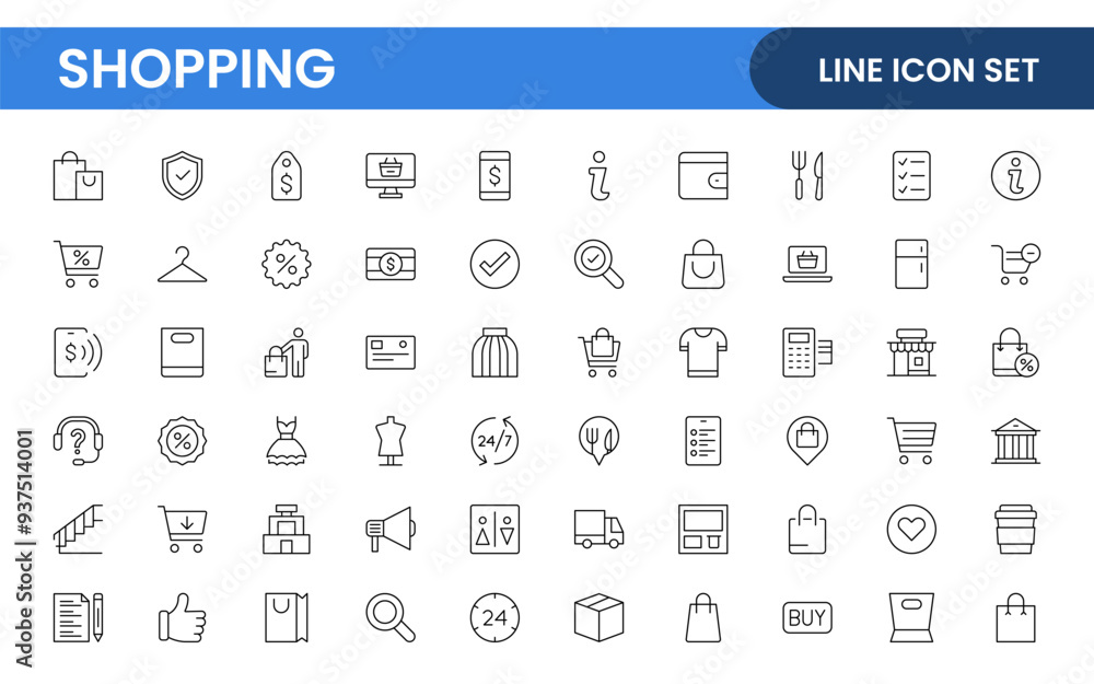 Poster set of shopping cart icons. collection of web icons for online store, from various cart icons in var