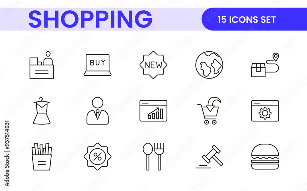 Aufkleber set of shopping cart icons. collection of web icons for online store, from various cart icons in var